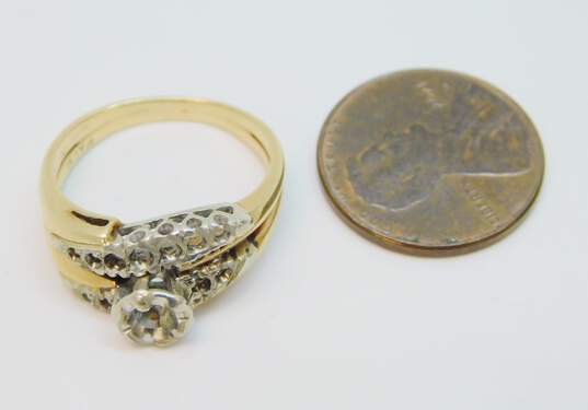 Vintage 14K Two Tone White & Yellow Gold Bridal Ring Setting 4.2g image number 4