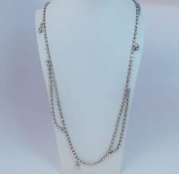 Vintage Silvertone Icy Rhinestones Layering Necklaces & Drop Post Earrings 64.5g alternative image