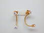 14K Yellow Gold Round CZ Half Hoop Dangle Earrings 2.4g image number 3