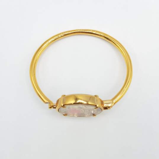 Marc Jacobs Gold - Tone Enamel Multi Gemstone Floating Charms Tension 7 In Bangle Bracelet 31.9g image number 3