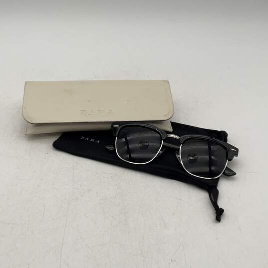 Zara Mens Black Half Rim UV Protection Square Sunglasses with Case image number 2