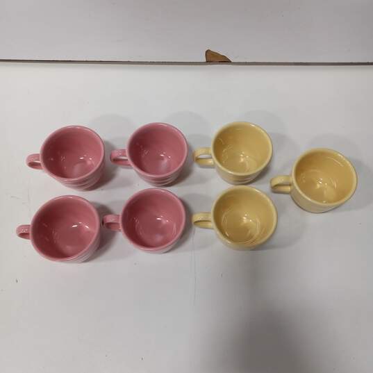 Fiesta Ware Pink & Yellow Teacups 7pc Lot image number 2