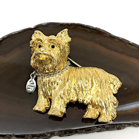 Buy the Designer Joan Rivers Gold-Tone Yorkshire Terrier Dog Shape Brooch  Pin