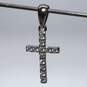 10K White Gold White Sapphire Accent Petite Cross Pendant - 0.7g image number 2