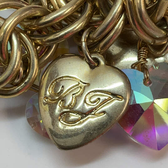 Designer Betsey Johnson Gold-Tone Link Chain Love Heart Charm Bracelet image number 4