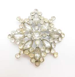 Vintage Silvertone Icy Clear Rhinestones Square & Pointed Cluster Brooches Variety 70g alternative image