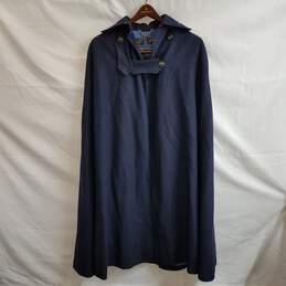 Vintage tailored navy blue long wool cape