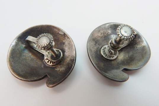 Taxco 925 Modernist Granulated Overlay Screw Earrings & Enamel Chunky Bracelet image number 6
