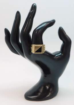 Vintage 10k Yellow Gold Onyx Spinel & CZ Mens Ring 10.5g