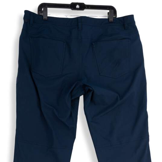 Mens Navy Blue Flat Front 5-Pocket Design Straight Leg Ankle Pants Size 39 image number 4