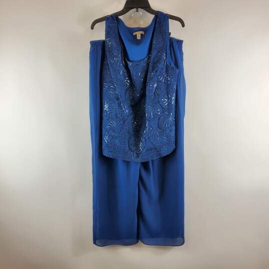 Maya Brook Women Blue Sequin Pants Suit 18 NWT image number 1
