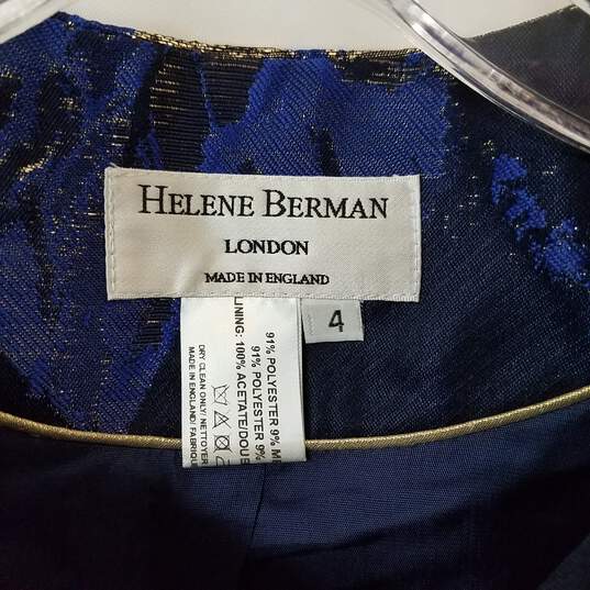 Helene Berman Women's Black Blue & Gold Brocade Jacket Size 4 image number 3