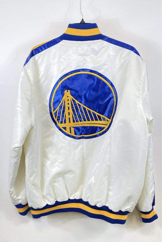 Starter Mens White Golden State Warriors Basketball NBA Bomber Jacket Size XL image number 2