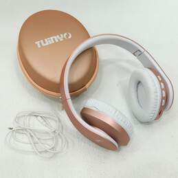 Headphones TUINYO Wireless Over Ear Bluetooth Built-in Microphone Pink/White
