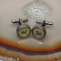 Sterling Silver Yellow Button Cufflinks - 10.8g image number 1