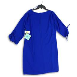 NWT CeCe Womens Blue Round Neck 3/4 Sleeve Back Zip Shift Dress Size 16 alternative image