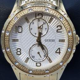 Guess 39mm Case Size Crystal Bezel Gold Tone Stainless Steel Quartz Watch