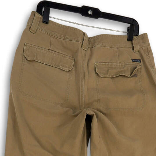 Mens Beige Flat Front Slash Pocket Straight Leg Chino Pants Size 34x30 image number 4