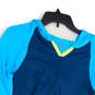 Womens Blue Long Sleeve Hooded Pockets Activewear Shirt Top Size Small image number 3