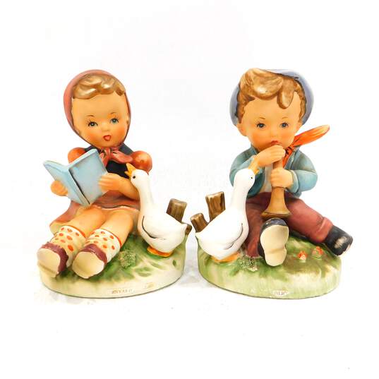 Vintage Boy and Girl Figures by Erich Stauffer- Barnyard Frolic image number 1