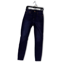 Womens Blue Denim Stretch Medium Wash Pockets Skinny Leg Jeans Size 28T