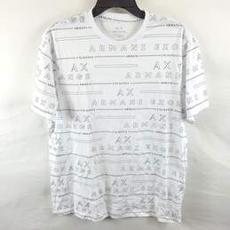 Armani Exchange Men White Logo Print T Shirt L