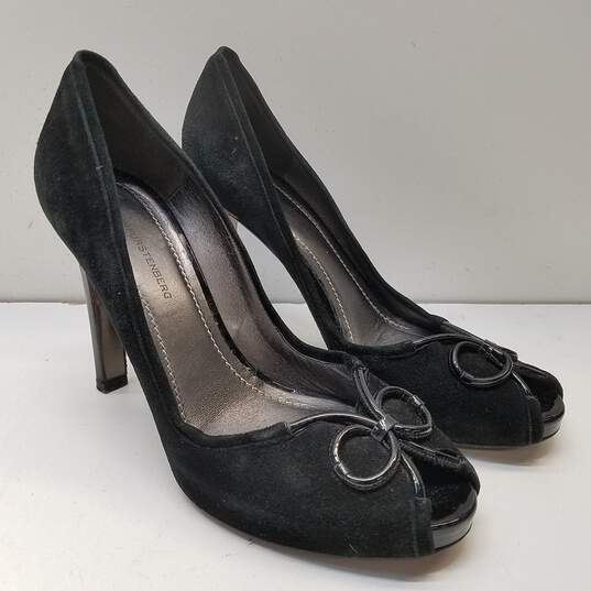 Diane Von Furstenberg Suede Peep Toe Heels Black 10 image number 3