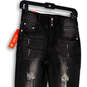 NWT Womens Black Denim Dark Wash Pockets Distressed Skinny Leg Jeans Size 8 image number 3