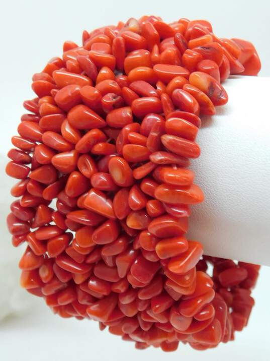 Boho Artisan Amber & Turquoise Pendant Necklaces & Coral Chunky Stretch Bracelet 182.6g image number 4