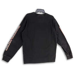 Mens Black Crew Neck Long Sleeve Embroidered Logo Pullover T-Shirt Size L alternative image
