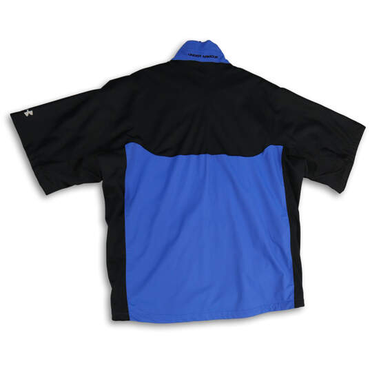 NWT Mens Blue Black Short Sleeve Quarter Zip Activewear T-Shirt Size XL image number 2
