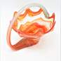 Murano Style Hand Blown Glass Art Red Swirl Basket image number 1