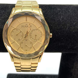 Designer Skagen 344LGXG Gold-Tone Chronograph Round Dial Analog Wristwatch