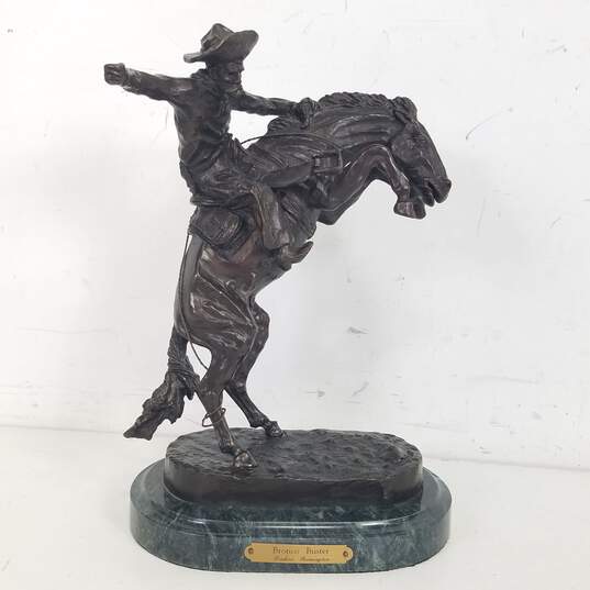 Bronco Buster By Frederic Remington 15 in H Bronze Sculpture image number 1