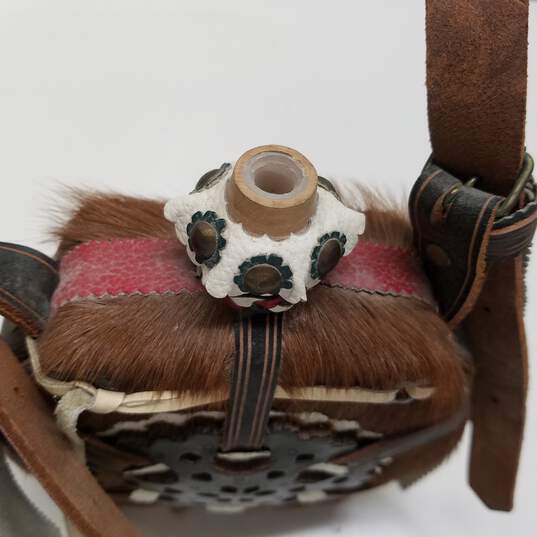 Decorative Canteen with Leather Straps and Faux Fur image number 6