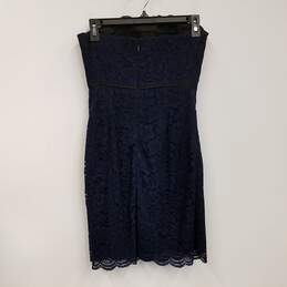 Womens Navy Lace Overlay Back Zip Party Cocktail Strapless Mini Dress Sz 4 alternative image