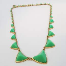 House Of Harlow Gold Tone Green Pyramid Station Necklace 28.1g