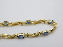14K Yellow Gold Sapphire 0.18 CTTW Diamond Tennis Bracelet 5.3g