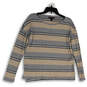 Womens Tan Gray Round Neck Tight-Knit Long Sleeve Pullover Sweater Size M image number 1