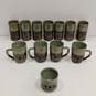 Bundle of 12 Somayaki Double Wall Crackle Green and Brown Ceramic Cups image number 1