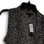 NWT Womens Black White Zebra Print Sleeveless Wrap Blouse Top Size Small image number 3