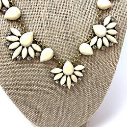 Designer J. Crew Gold-Tone Ivory Crystal Stone Floral Statement Necklace alternative image