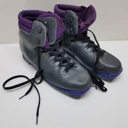 Vintage black and purple leather ski boots size 44