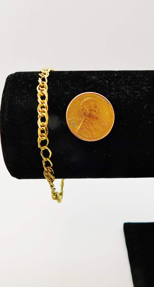 18K Yellow Gold Twisted Etched Cable Chain Bracelet 4.2g image number 4