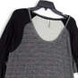 NWT Womens Gray Long Sleeve Round Neck Zipped Pockets Sweater Dress Size M image number 3