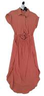 Womens Brown Short Sleeve Collared Cutout Front Casual Fit & Flare Dress Size S image number 1