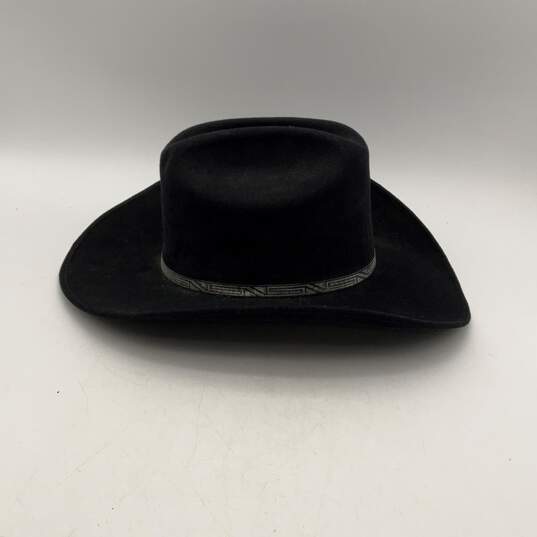 Alamo Mens Black Wide Brim Leather Trim Western Cowboy Hat Size 58/7.25 image number 4