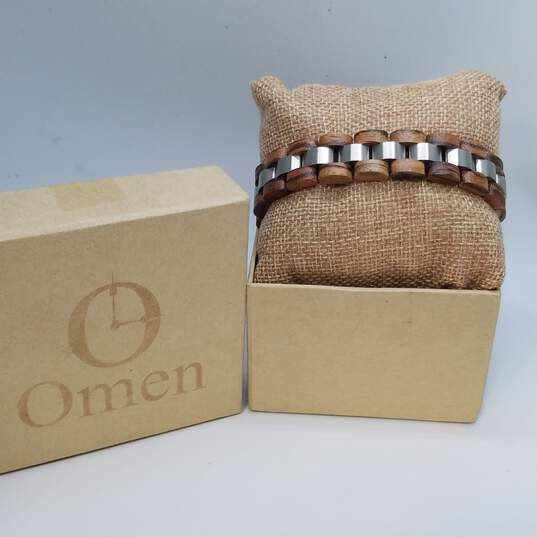 Omen Wood & Steel 8inch Bracelet In Box 45.0g image number 1