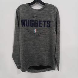 Nike NBA Men's Denver Nuggets LS Gray Heather Sweatshirt Size M