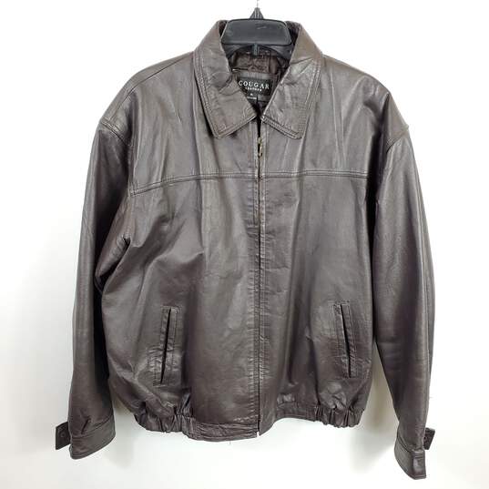 Cougar Leather Men Brown Leather Jacket XL image number 1